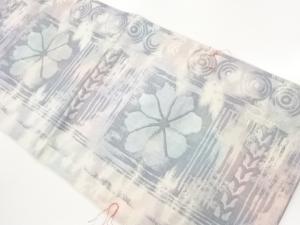 未使用品　抽象花に丸模様織出し名古屋帯